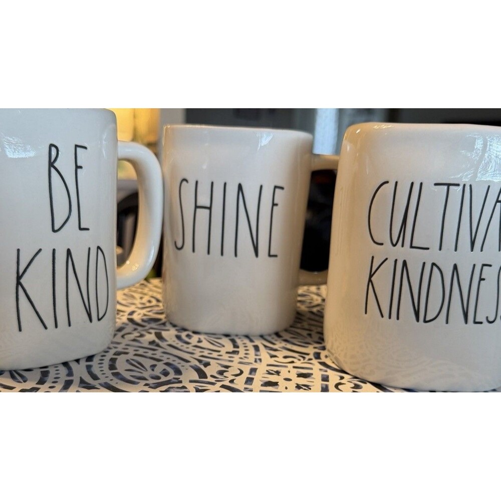 Rae Dunn Kindness Mug Lot 3 Be Kind Shine Cultivate Kindness Farmhouse